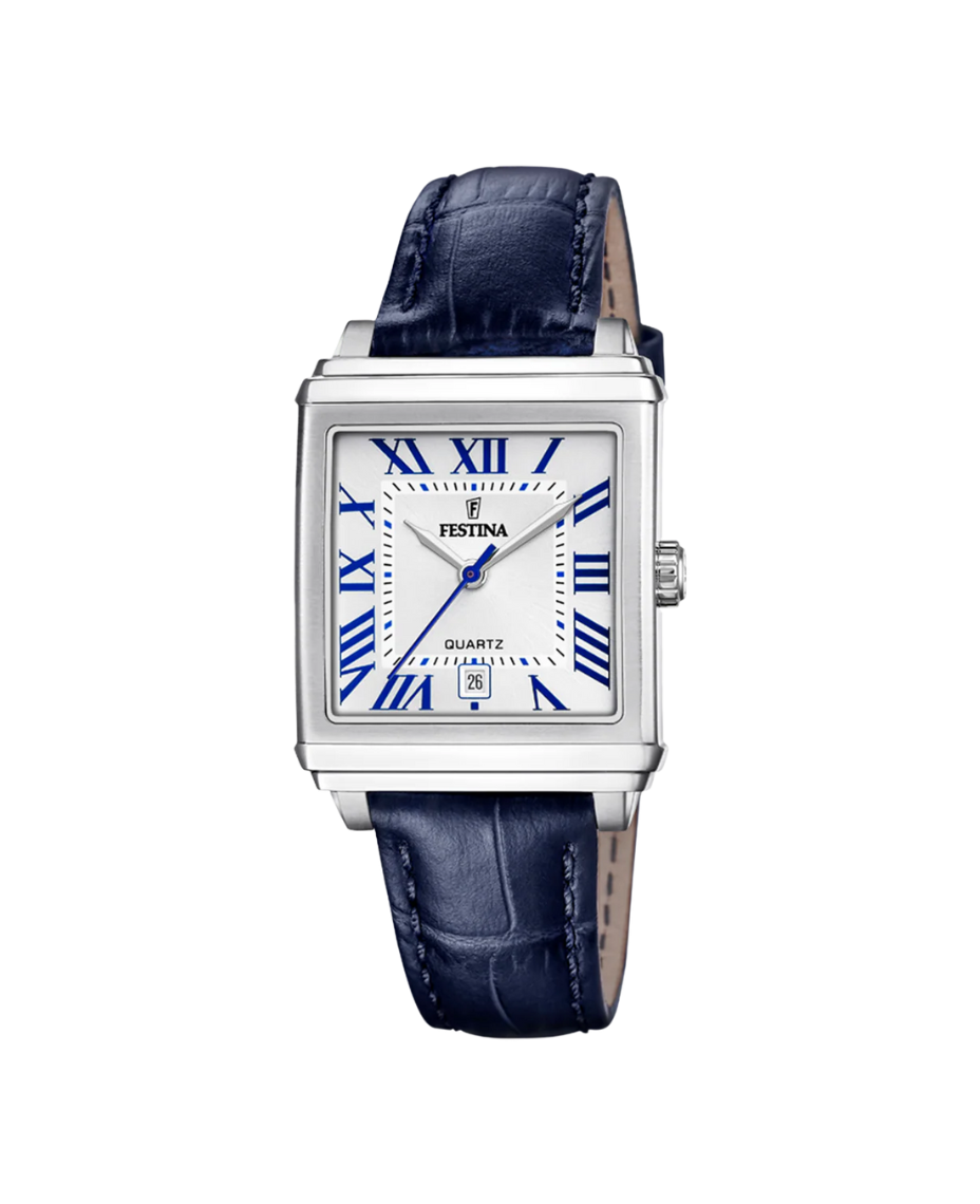 Festina F20682/2 reloj mujer acero inoxidable correa piel azul esfera plateada