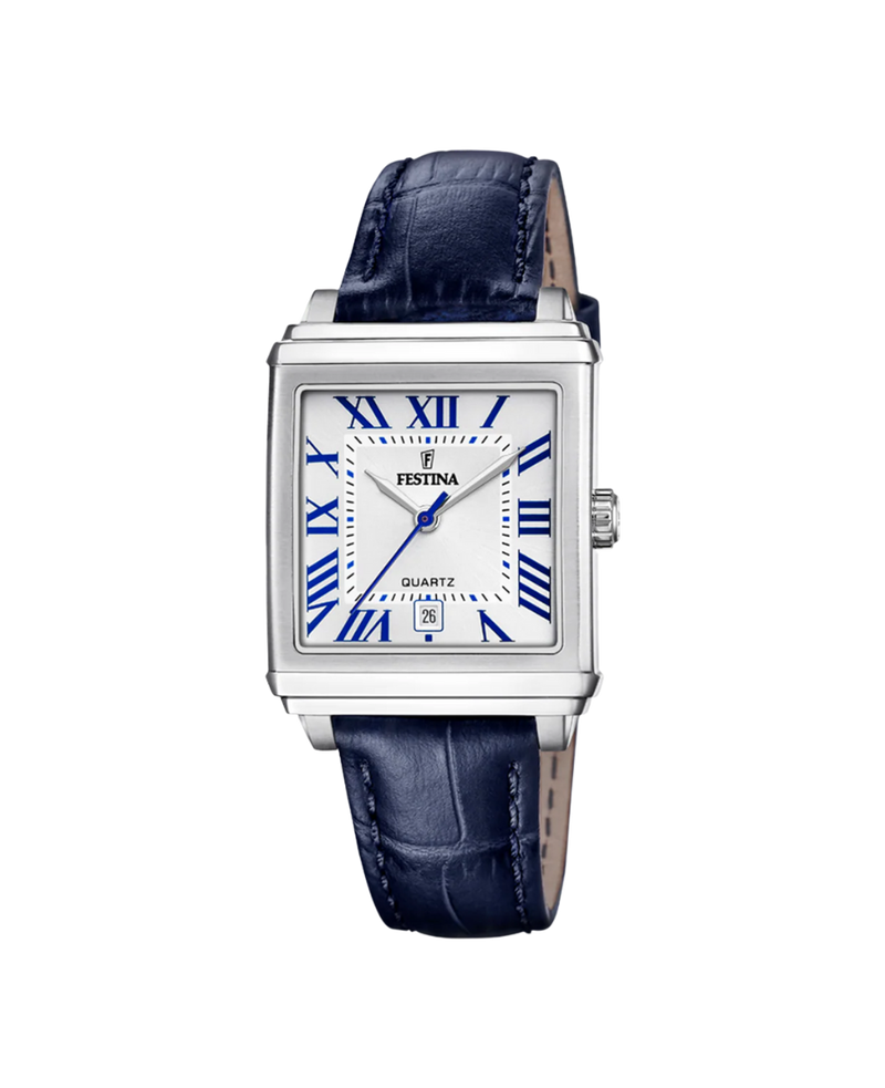 Festina F20682/2 reloj mujer acero inoxidable correa piel azul esfera plateada