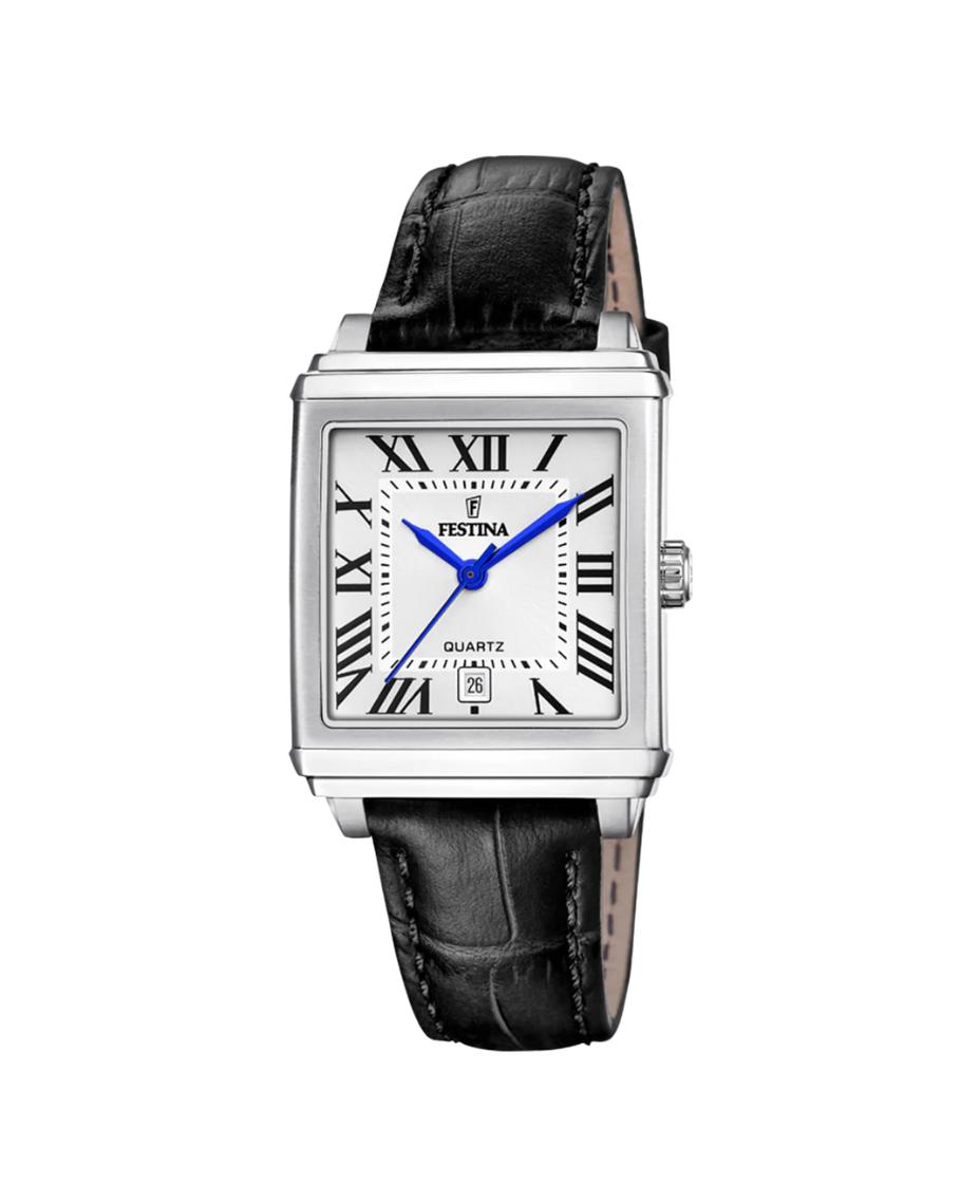 Festina F20682/3 reloj mujer acero esfera plateada correa piel negra