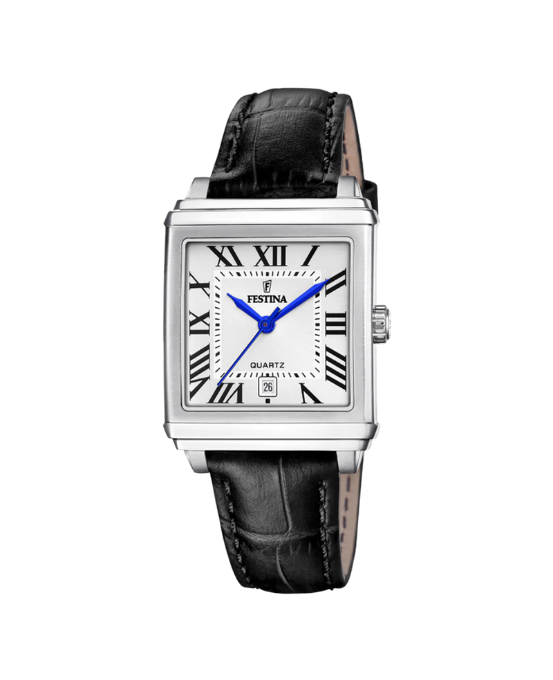Festina F20682/3 reloj mujer acero esfera plateada correa piel negra