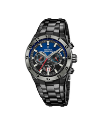 Festina cronógrafo F20673/1 reloj hombre acero esfera azul pulsera negra deportivo