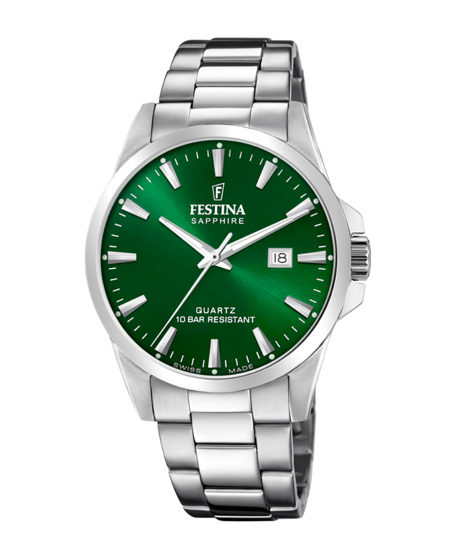 Festina F20024/6 reloj hombre acero inoxidable esfera verde cristal zafiro