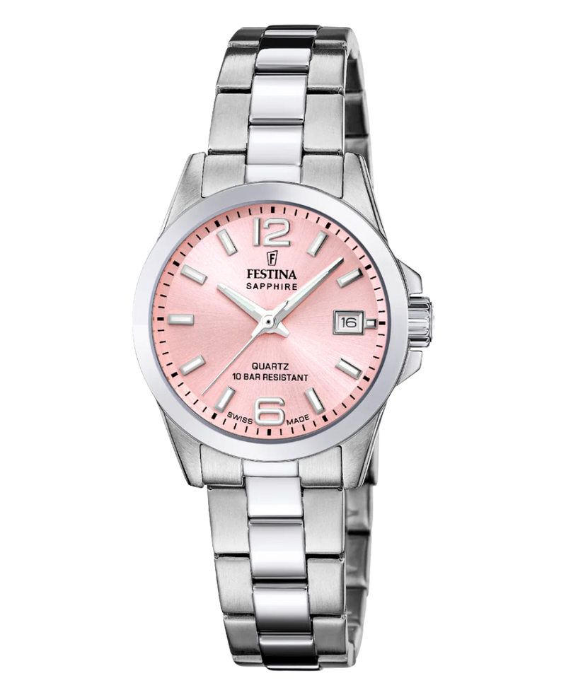 Festina Swiss Made F20049/3 reloj mujer acero esfera rosa cristal zafiro