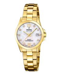 Festina Swiss Made F20050/1 reloj mujer acero dorado beige cristal zafiro