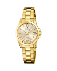 Festina Swiss Made F20050/2 reloj mujer acero inoxidable esfera beige pulsera dorada