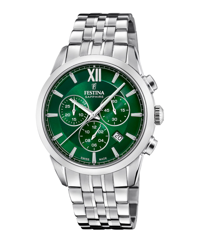 Festina Swiss Made F20040/3 reloj hombre acero cronógrafo esfera verde