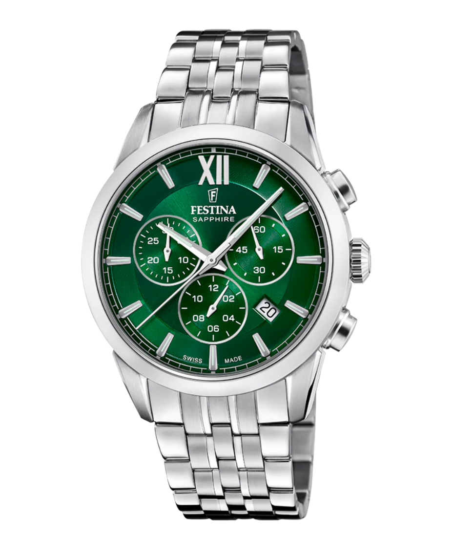 Festina Swiss Made F20040/3 reloj hombre acero cronógrafo esfera verde