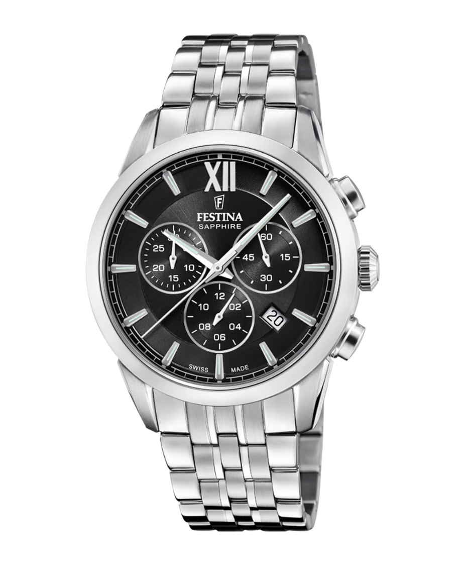 Festina Swiss Made F20040/4 reloj hombre acero cronógrafo esfera negra