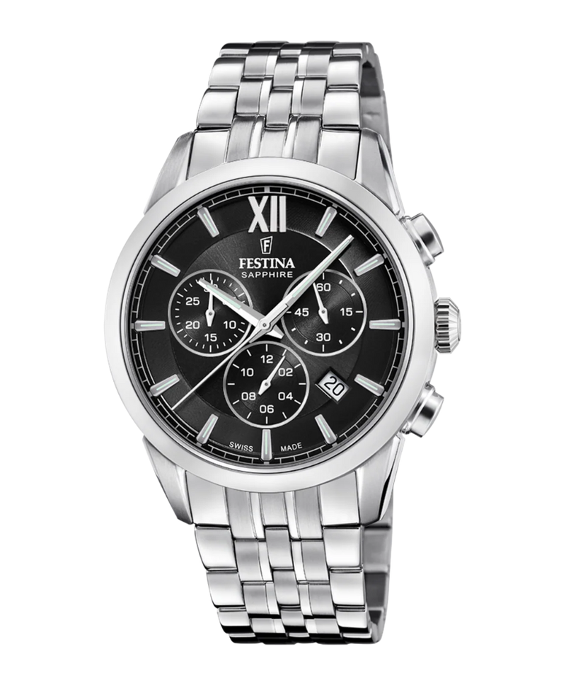 Festina Swiss Made F20040/4 reloj hombre acero cronógrafo esfera negra