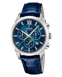 Festina Swiss Made cronógrafo F20041/2 reloj hombre acero esfera azul correa piel