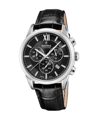 Festina Swiss Made Cronógrafo F20041/4 reloj hombre acero negro correa piel