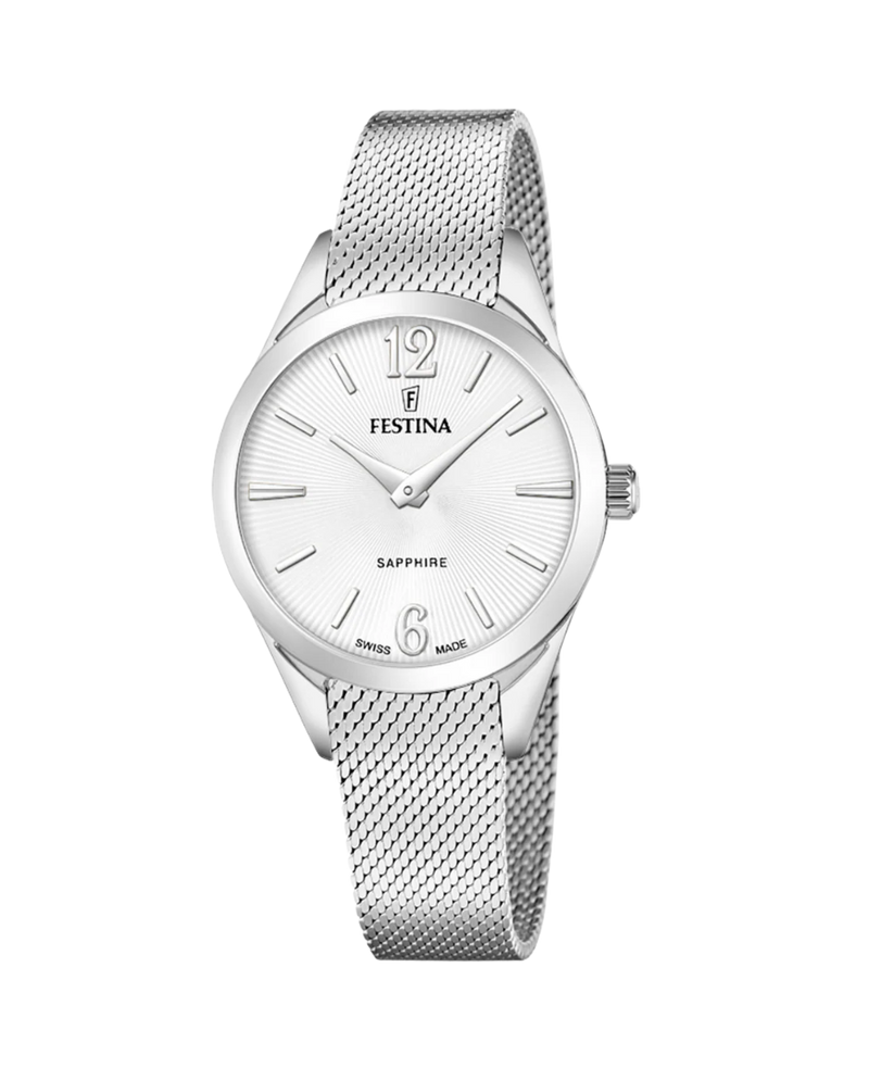 Festina Swiss Made F20076/1 reloj mujer acero plateado cristal zafiro