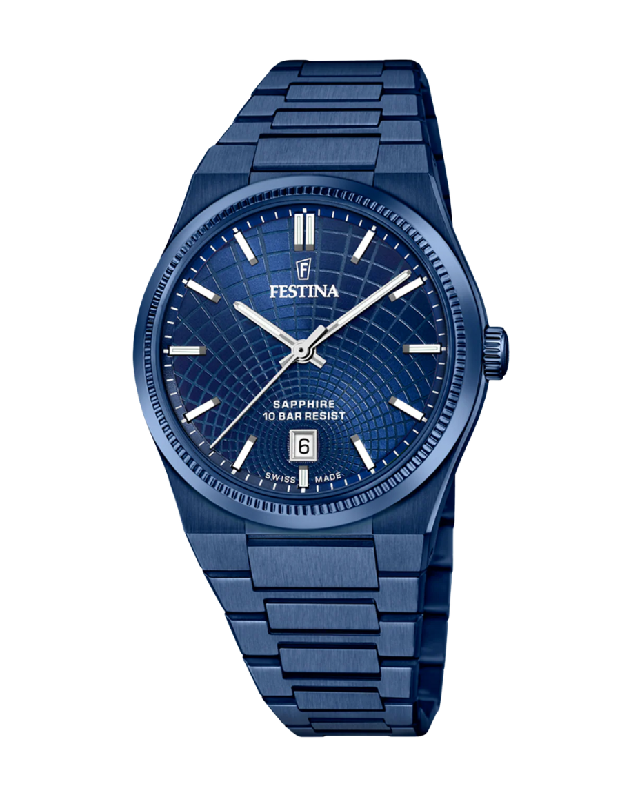 Festina Swiss Made F20078/1 reloj hombre acero azul con esfera azul y cristal zafiro