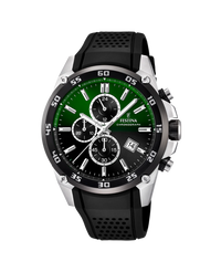 Festina F20330/B cronógrafo reloj hombre acero esfera verde correa caucho negro