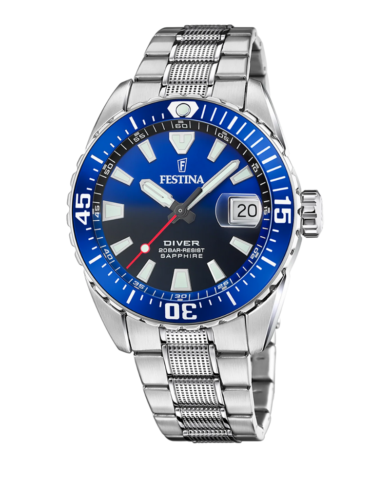Festina F20669/1 reloj hombre acero inoxidable esfera azul pulsera plateada cristal zafiro