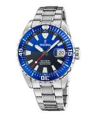 Festina F20669/1 reloj hombre acero inoxidable esfera azul pulsera plateada cristal zafiro