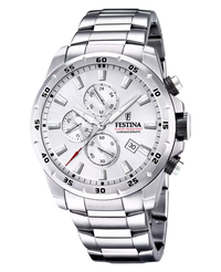 Festina F20463/1 reloj hombre cronógrafo acero plateado 45mm esfera plateada