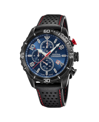 Festina F20519/2 reloj hombre cronógrafo acero azul correa piel negra