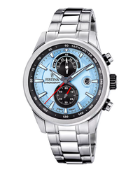 Festina cronógrafo F20694/2 reloj hombre acero esfera azul pulsera plateado
