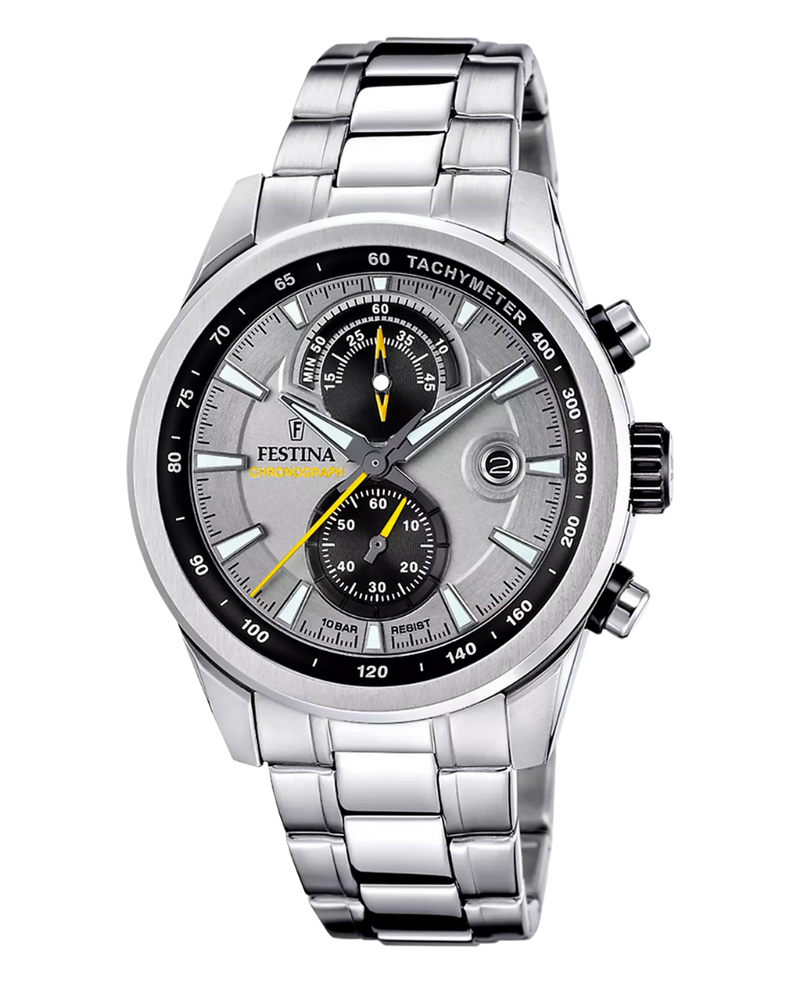 Festina F20694/4 reloj cronógrafo hombre acero inoxidable esfera gris 44mm