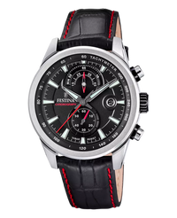 Festina F20695/6 reloj hombre cronógrafo acero esfera negra correa piel