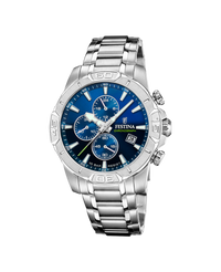 Festina F20704/4 reloj hombre acero cronógrafo esfera azul pulsera armys plateada