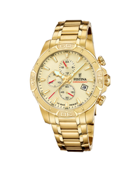Festina F20705/2 reloj hombre cronógrafo acero inoxidable esfera beige pulsera dorada