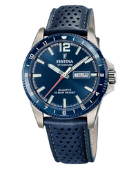 Festina F20699/2 reloj hombre titanio esfera azul correa piel