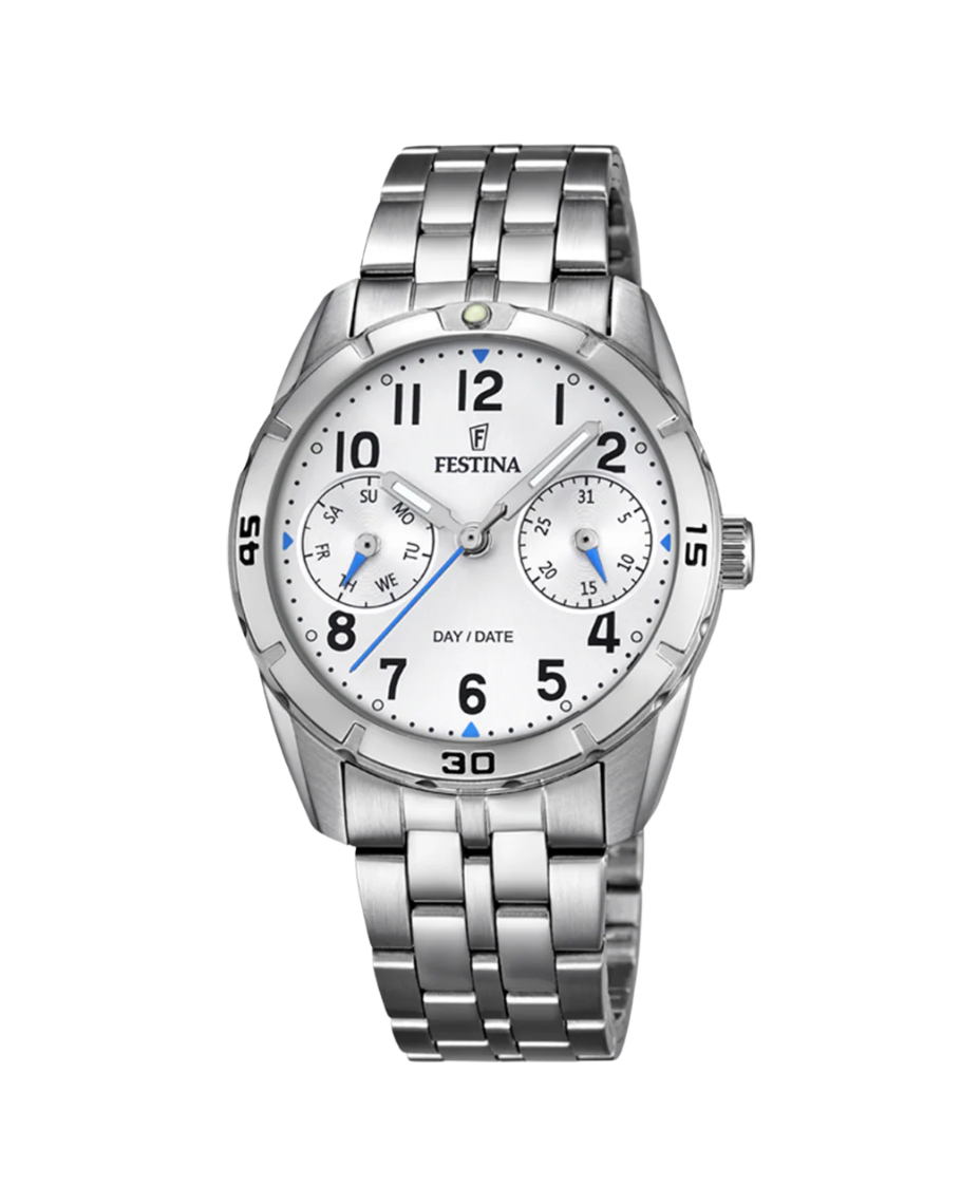 Festina Junior F16908/1 reloj niño acero blanco plateado multifunción