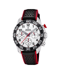 Festina Junior F20458/1 reloj niño cronógrafo caja blanca correa piel negra