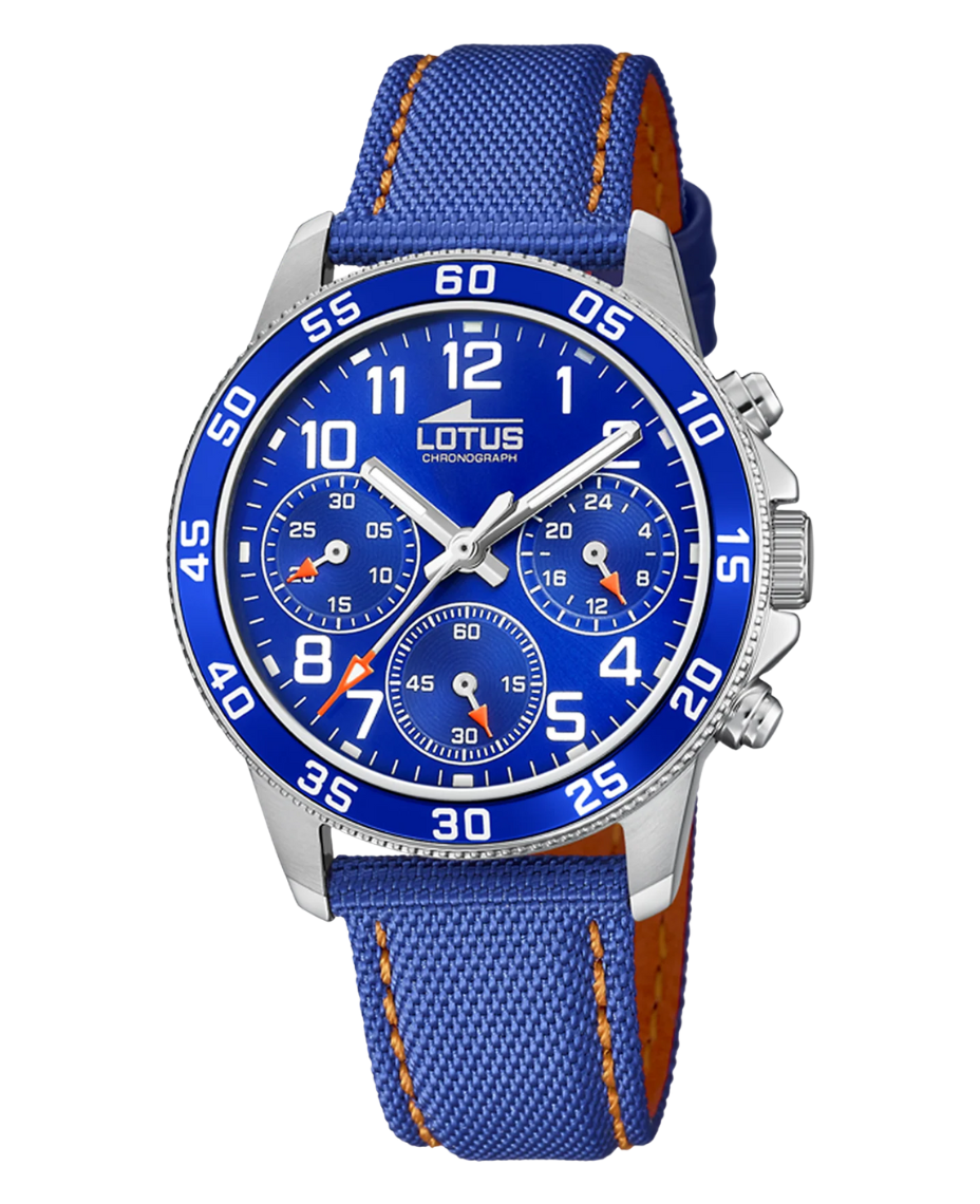 Lotus Classic 18581/6 reloj infantil cronógrafo acero azul correa piel