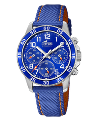 Lotus Classic 18581/6 reloj infantil cronógrafo acero azul correa piel