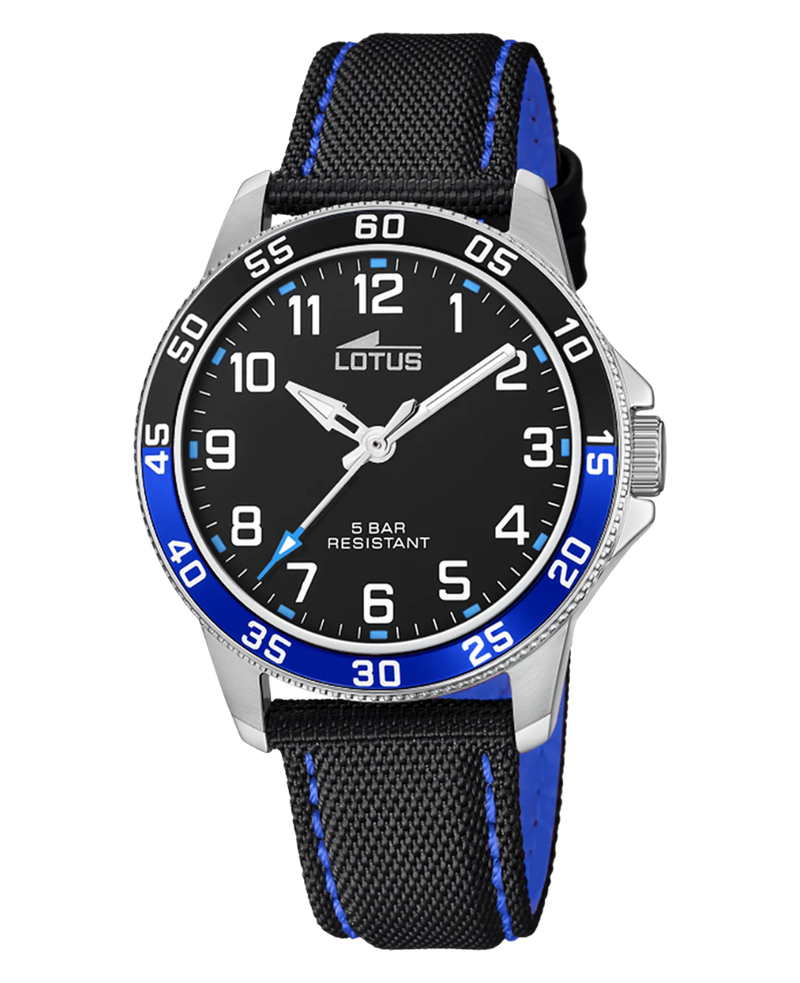 Lotus Classic 18787/2 reloj infantil acero inoxidable negro con correa de piel