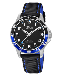 Lotus Classic 18787/2 reloj infantil acero inoxidable negro con correa de piel