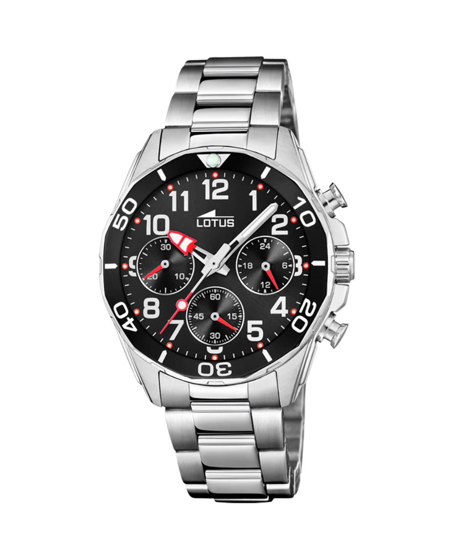 Lotus Classic 18858/2 reloj niño cronógrafo acero inoxidable esfera negra