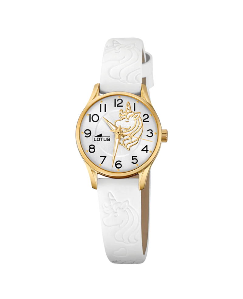 Lotus Classic 18574/F reloj niña acero inoxidable correa piel blanca esfera plateada