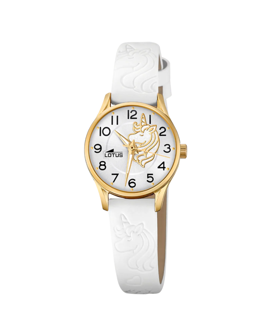 Lotus Classic 18574/F reloj niña acero inoxidable correa piel blanca esfera plateada