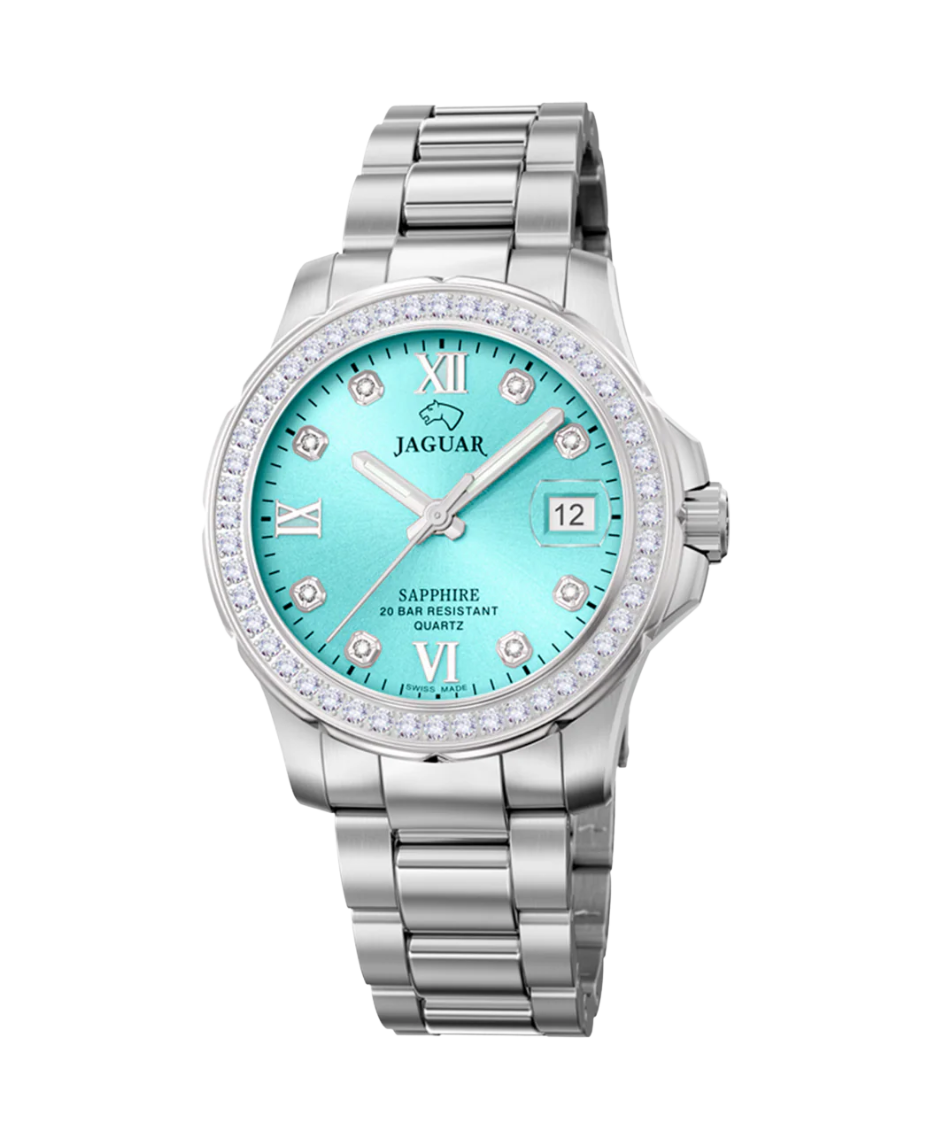 Jaguar Sport J892/6 reloj mujer acero inoxidable esfera azul cristal zafiro