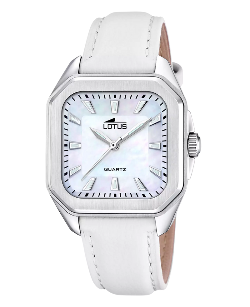 Lotus Classic 18968/2 reloj mujer acero esfera beige correa piel blanca