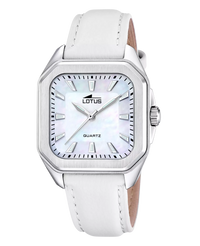 Lotus Classic 18968/2 reloj mujer acero esfera beige correa piel blanca