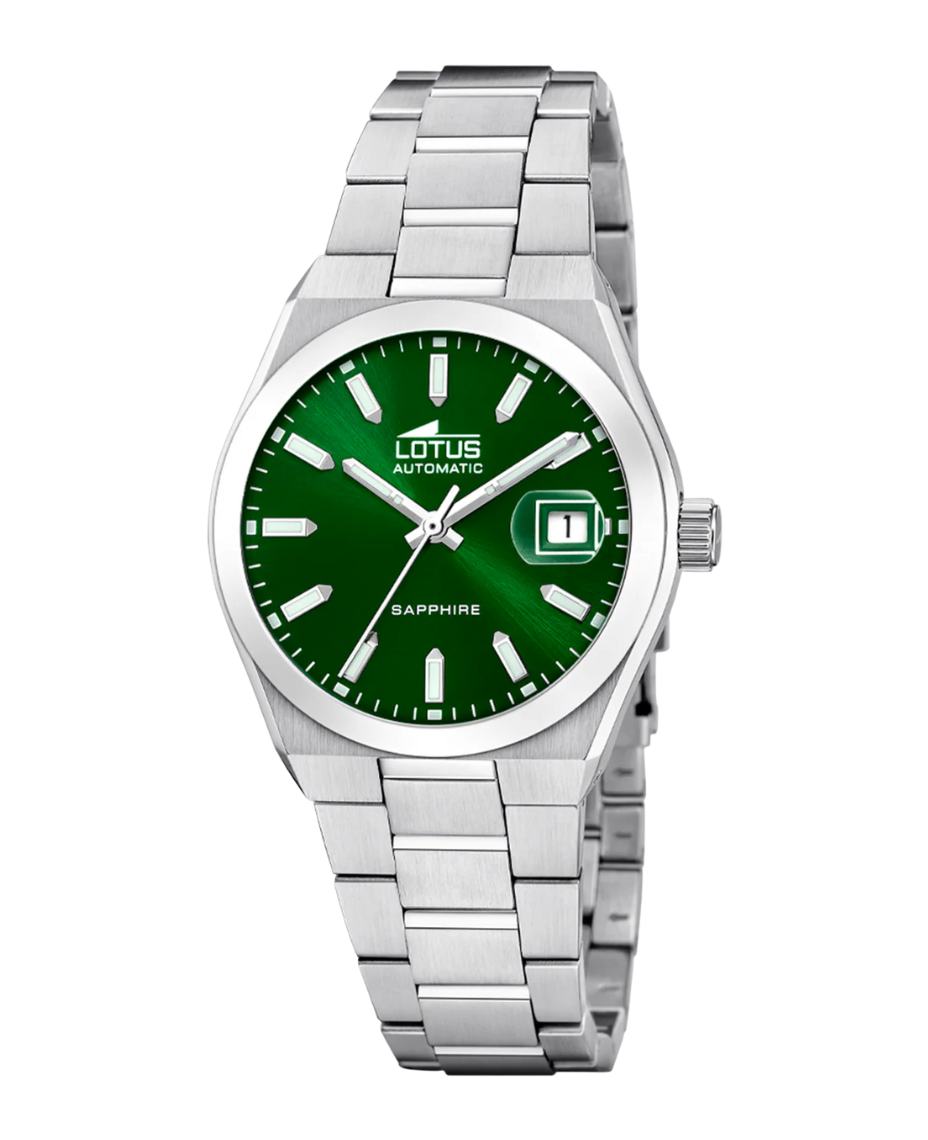 Lotus Classic 18996/3 reloj hombre automático acero esfera verde cristal zafiro