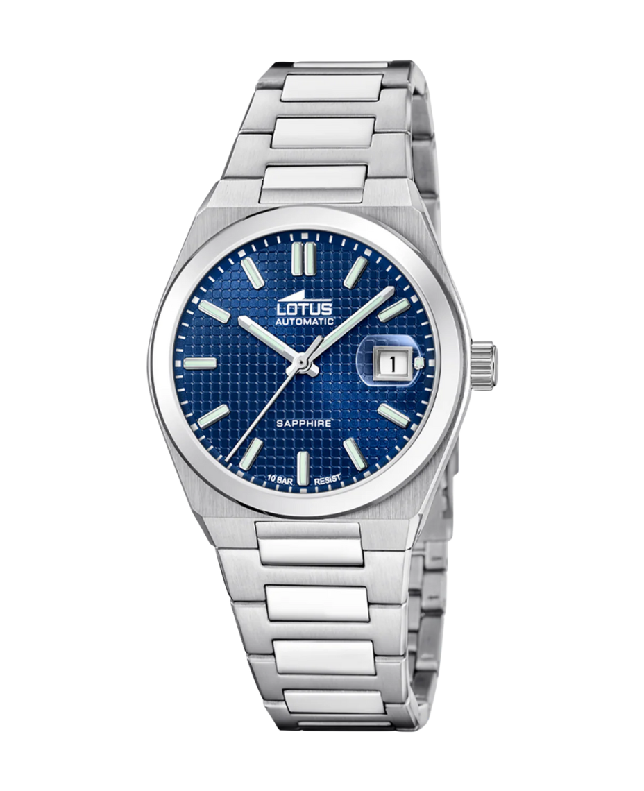 Lotus Classic 18999/2 reloj hombre automático acero esfera azul cristal zafiro