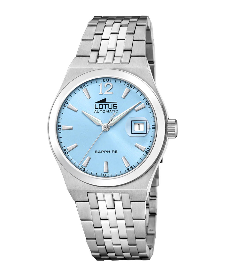 Lotus Classic 19000/2 reloj hombre acero automático esfera azul cristal zafiro