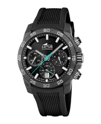 Lotus Chrono 18974/3 reloj hombre fibra de carbono cronógrafo negro correa caucho