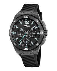 Lotus Chrono 18975/3 reloj hombre cronógrafo fibra de carbono negro correa caucho