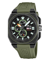 Lotus Chrono 18976/1 reloj hombre fibra de carbono plata correa verde cronógrafo deportivo