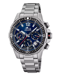 Lotus Chrono 18977/2 reloj hombre acero cronógrafo esfera azul pulsera plateada
