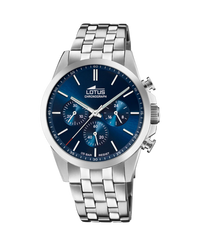 Lotus Chrono 18989/2 reloj hombre cronógrafo acero esfera azul pulsera plateada
