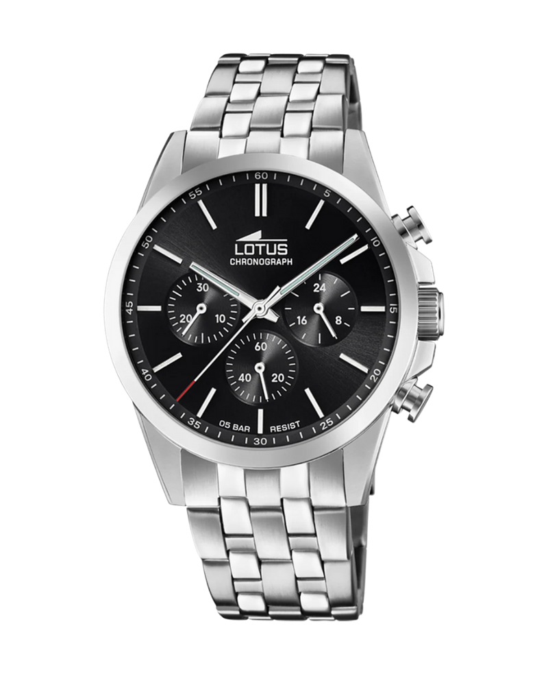 Lotus Chrono 18989/4 reloj hombre acero cronógrafo esfera negra