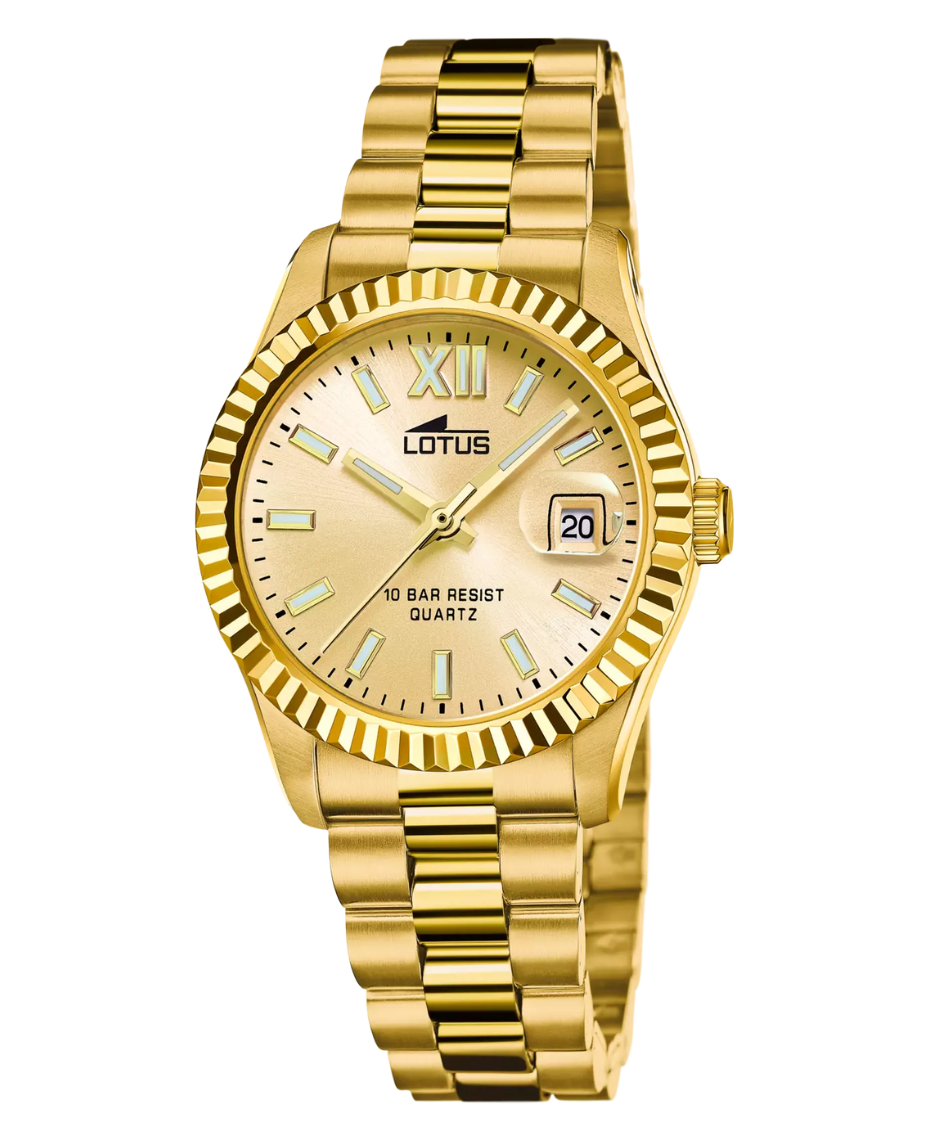 Lotus Freedom 18932/2 reloj mujer acero inoxidable esfera beige pulsera dorada